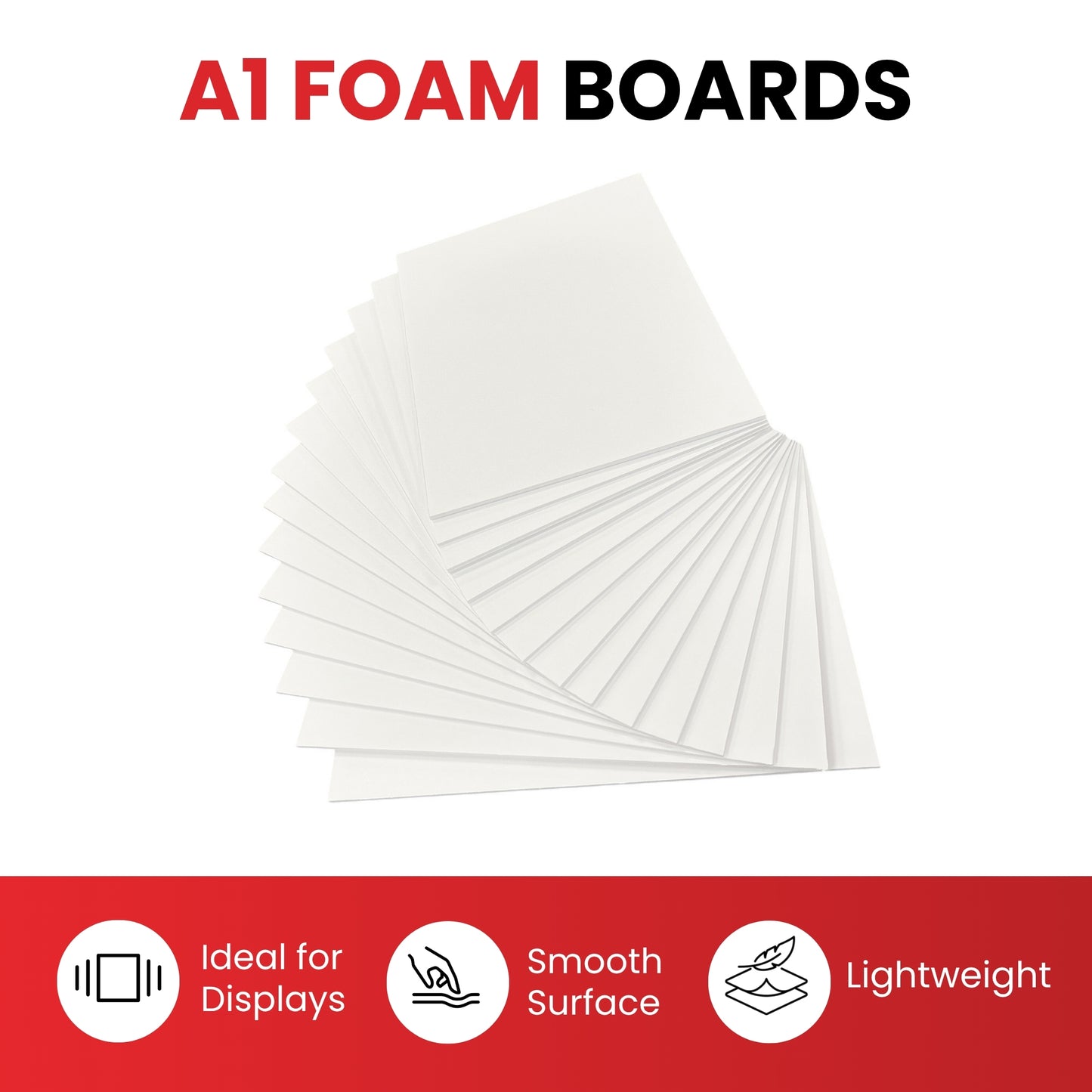 Pack of 5 A1 10mm White Foam Boards – 594 x 841mm