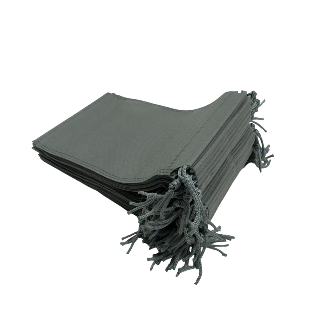 Pack of 100 Grey Coloured 39x30cm Non-Woven Drawstring Bags