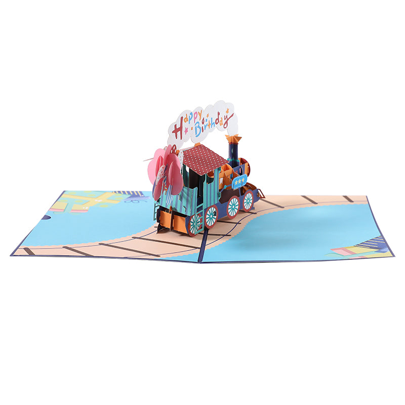 Train Full of Wishes 3D Pop Up Birthday Card