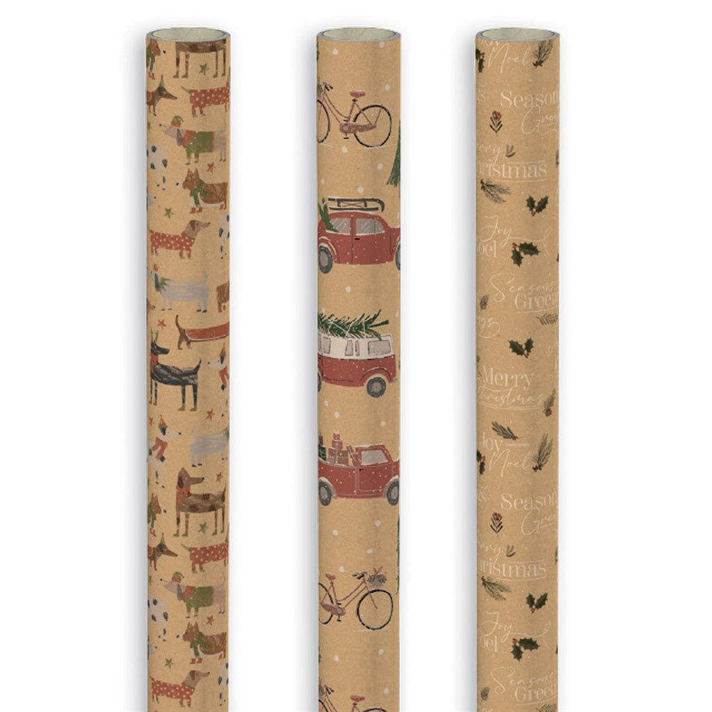 Icon Mix Kraft Christmas Wrapping Paper Roll 2m x 69cm