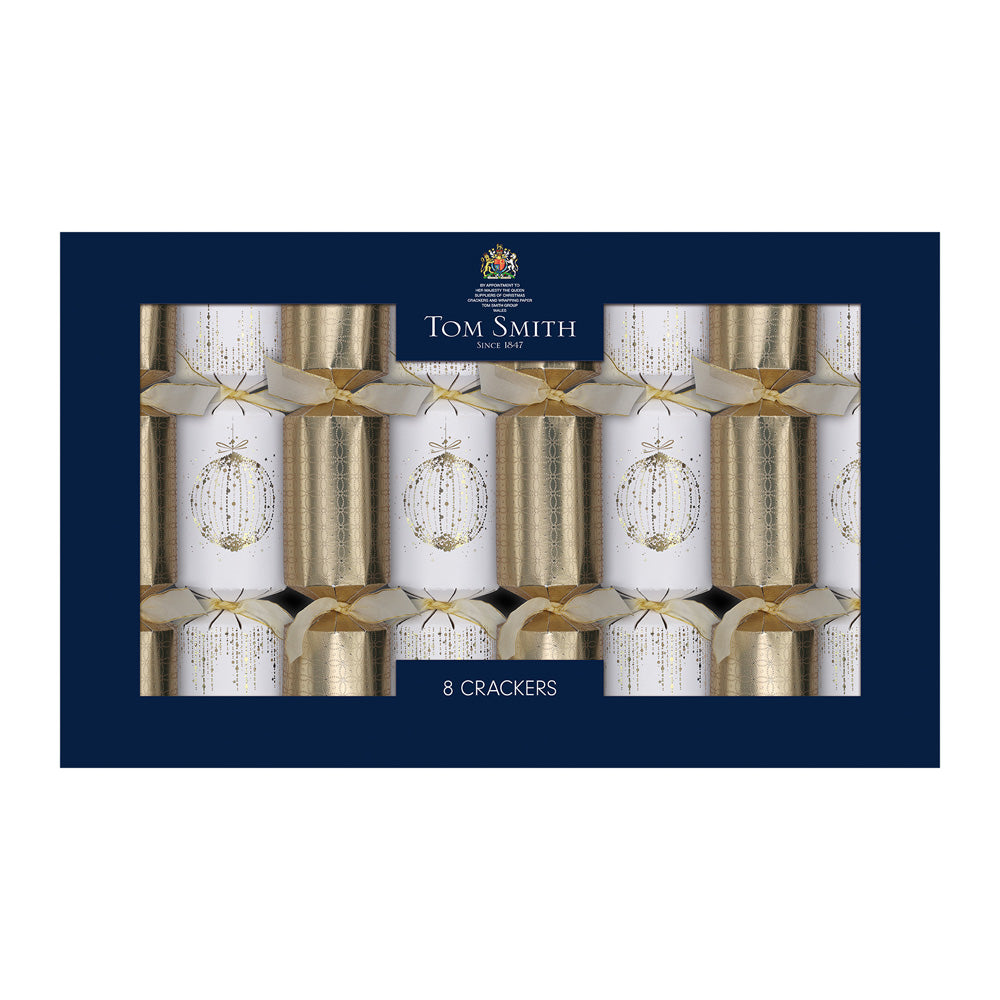 Pack of 8 14" Gold Deluxe Christmas Dinner Crackers