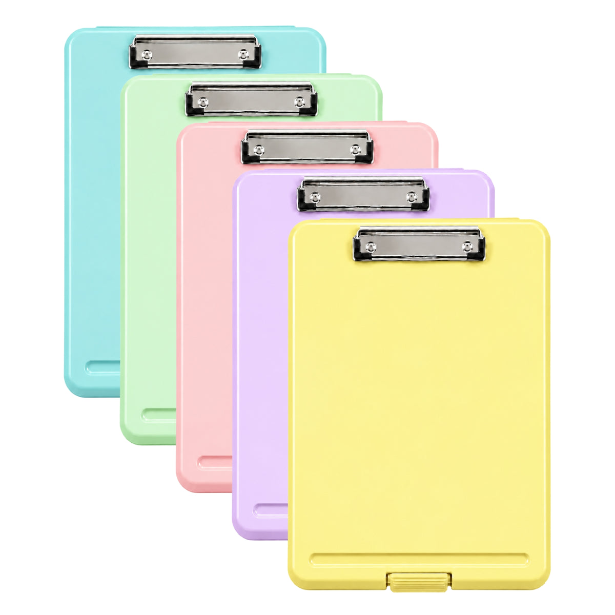 Pack of 10 A4 Pastel Green Plastic Clipboard Box File - Storage Filing Case
