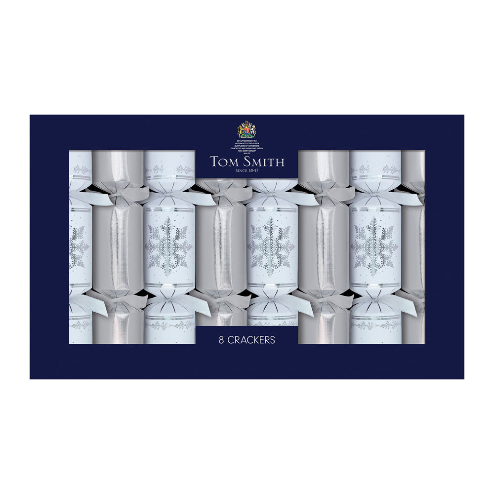 Pack of 8 14" Silver Deluxe Christmas Dinner Crackers
