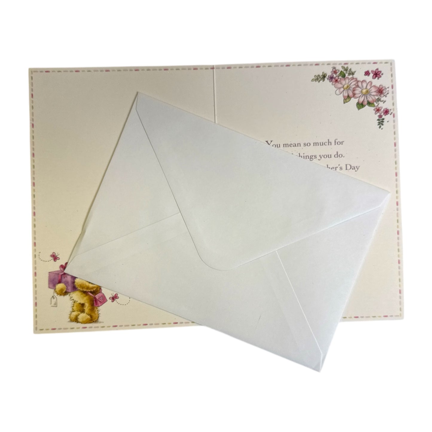 To A Special Mum Teddy Wearing Flower and Holding Gift Mother's Day Card