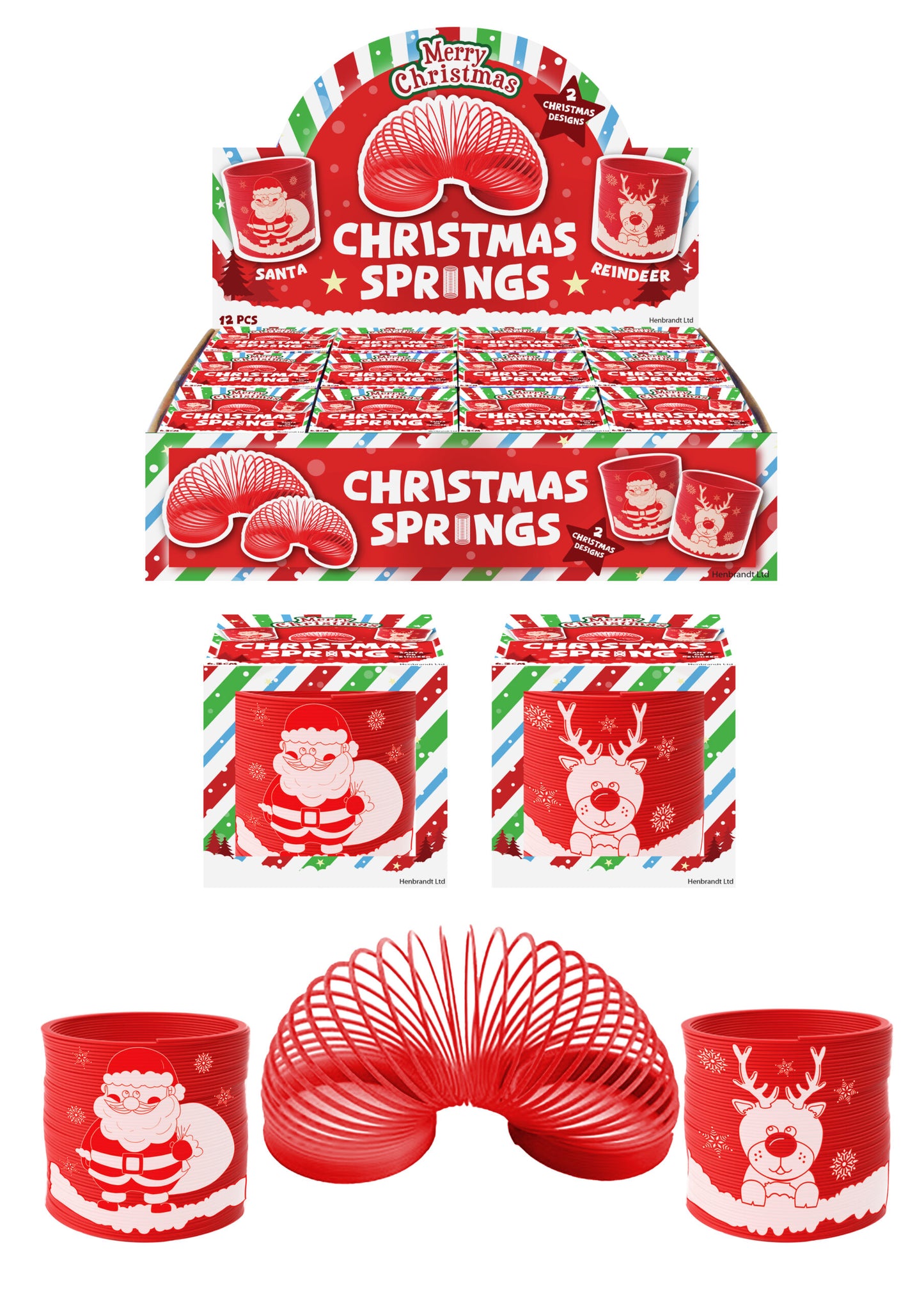 Pack of 6 Red Christmas Springs 6.5cm