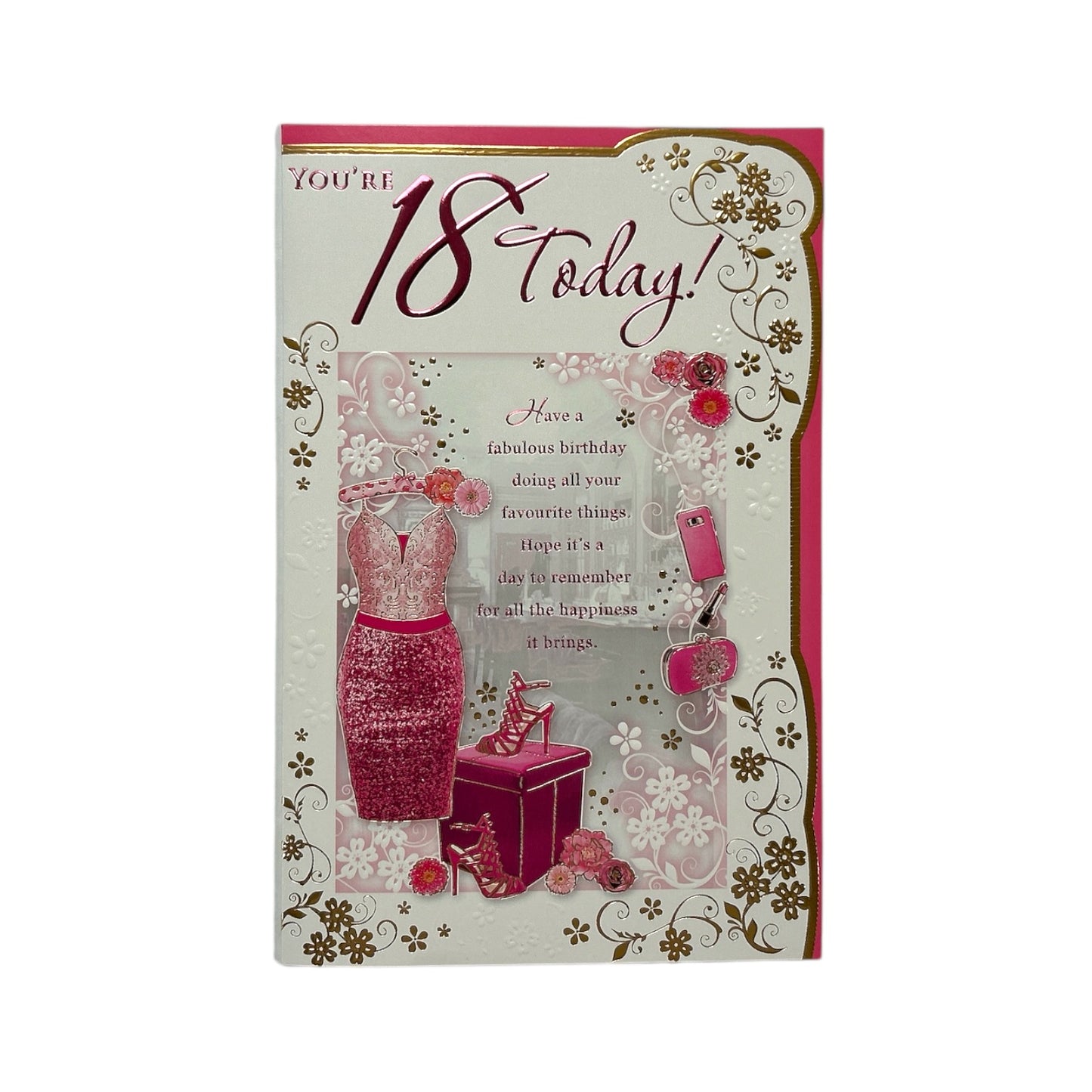 Age 18 Female Pink Dress and Sandals Design Opacity Birthday Card