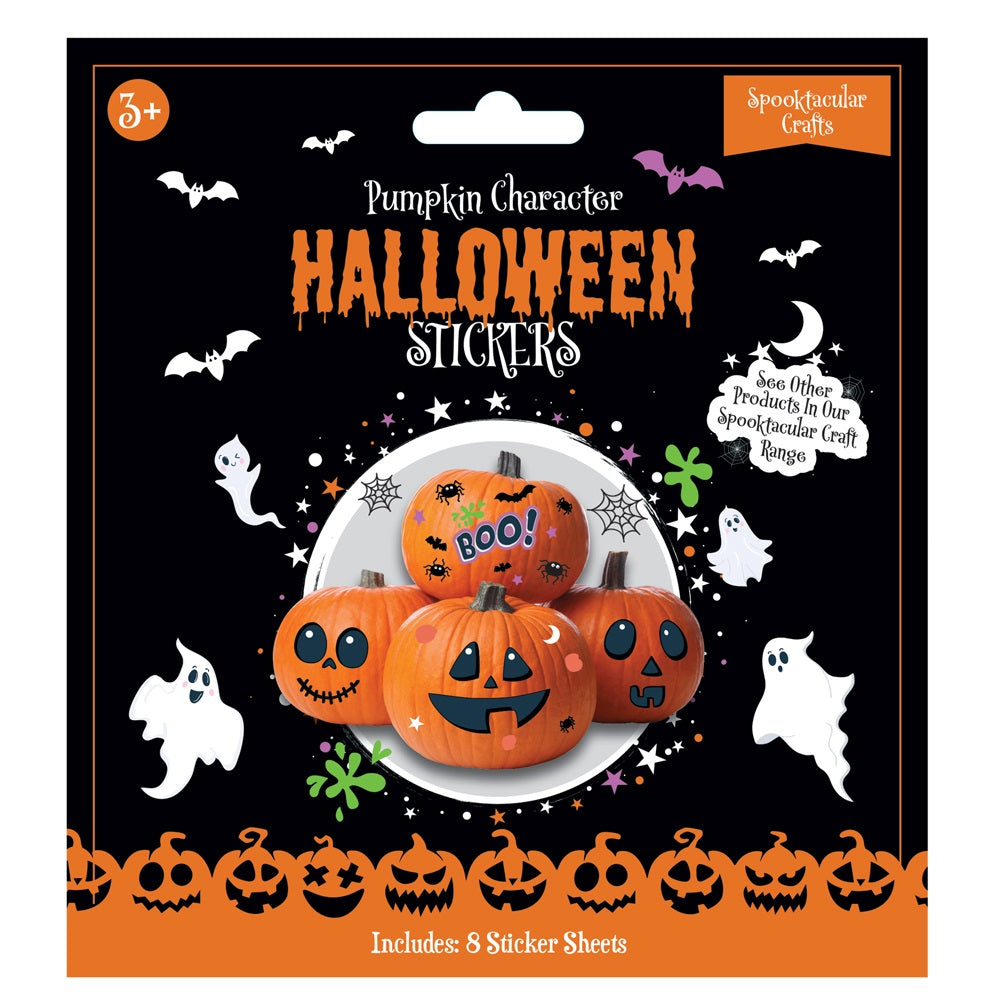Pack of 8 Sheets Pumpkin Character Halloween Stickers