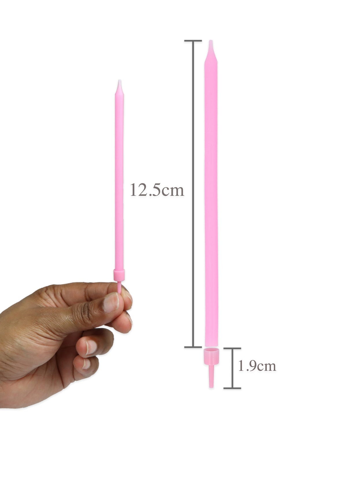 Pack of 12 Pastel Party Tall Candles with Holders (12.5cm)