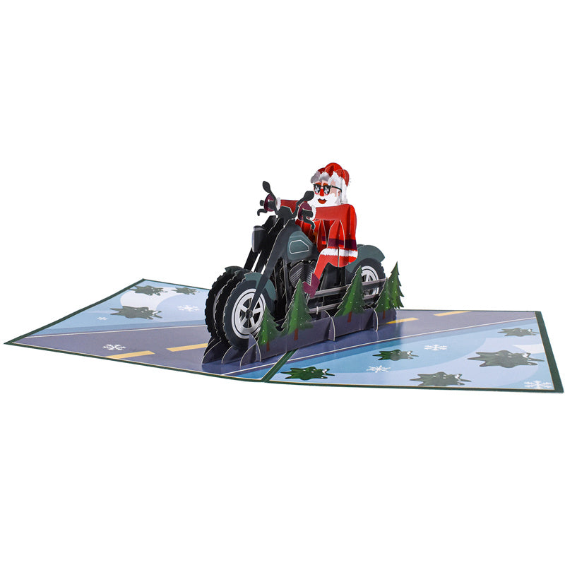 Fast & Festive Santa’s Motorcycle 3D Pop Up Christmas Card