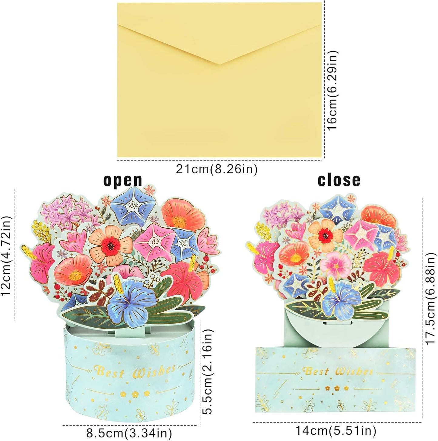 Floral Charm in Blue Vase 3D Pop Up Greeting Card - Birthday Mother's Day