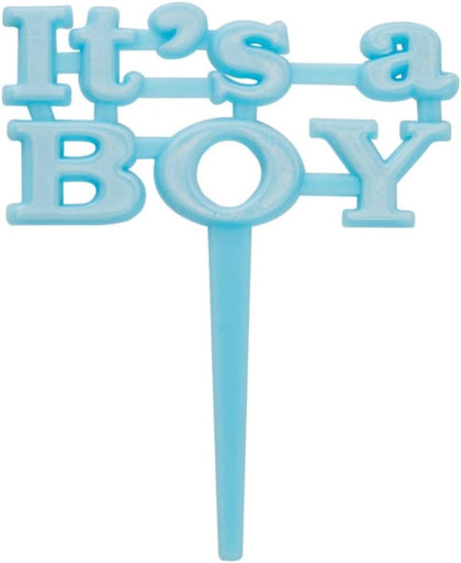 Pack of 8 It's a Boy Blue Cake Picks For Baby Shower Favors