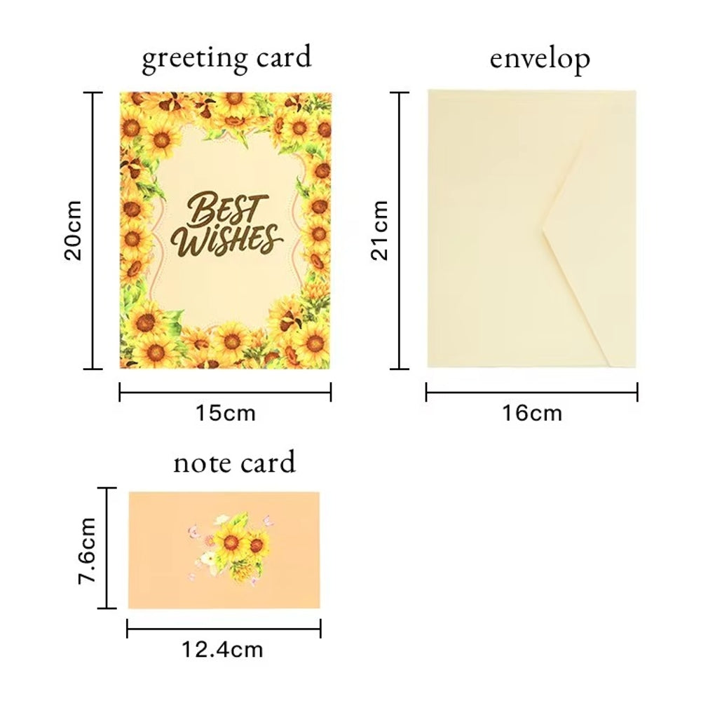Sunflowers Flying & Butterflies Dancing Best Wishes 3D Pop Up Greeting Card