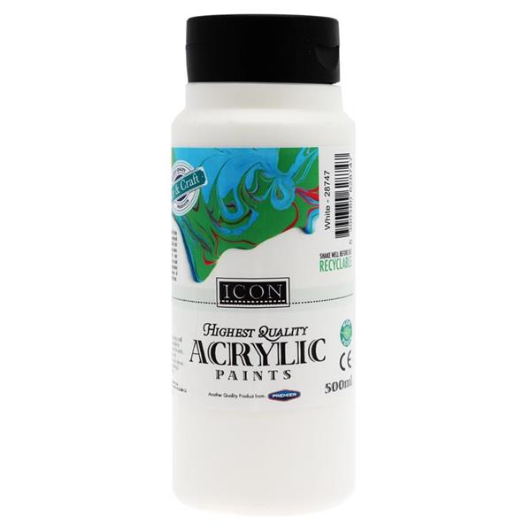 White Acrylic Paint 500ml by Icon Art