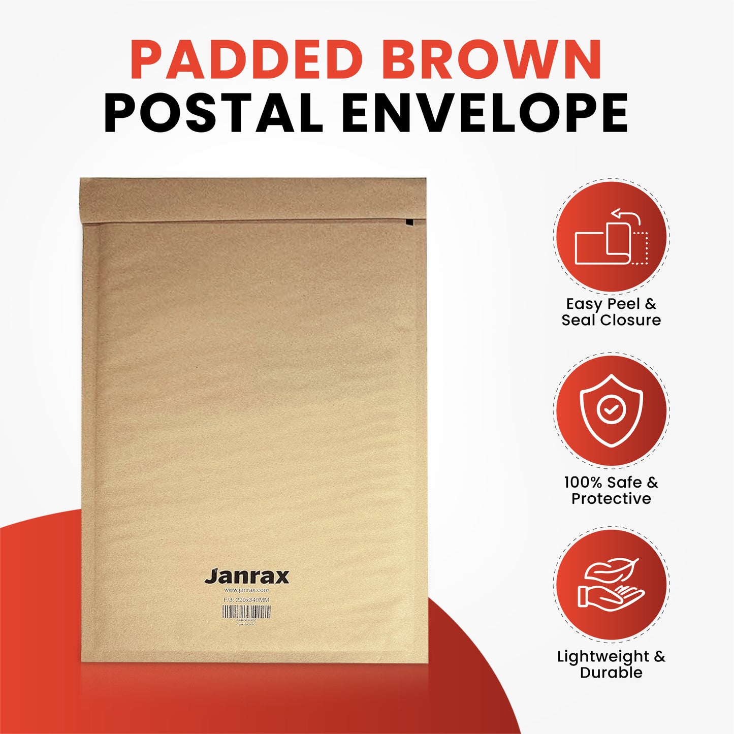 Pack of 100 Bubble Lined Size 3/F Padded Brown Postal Envelopes by Janrax