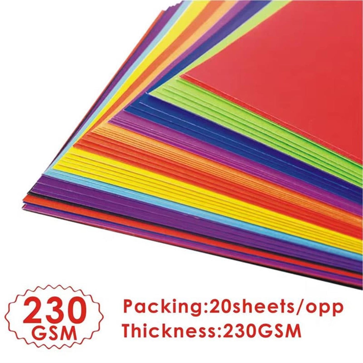 Pack of 20 A2 Bristol Board Orange Red Colored Craft Papers 230gsm