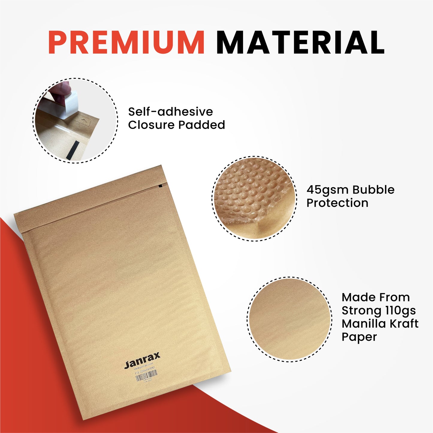 Pack of 100 Bubble Lined Size 5/H Padded Brown Postal Envelopes by Janrax