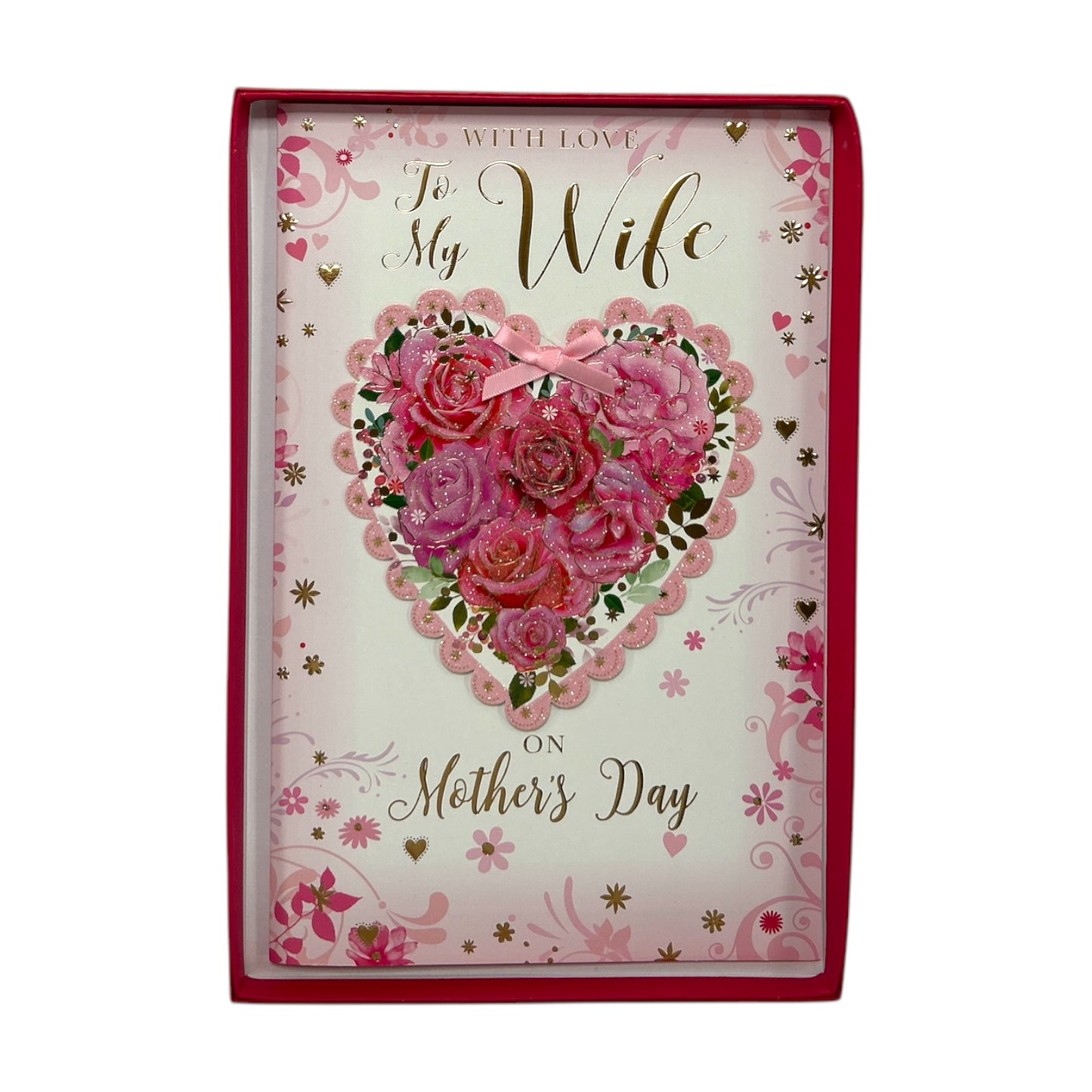With Love to My Wife Floral Heart Design Keepsake Mother's Day Boxed Card