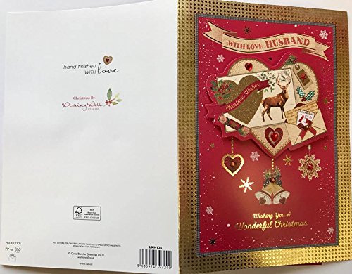 HUSBAND - Hand Made Luxury Nice Verse Christmas Greeting Card