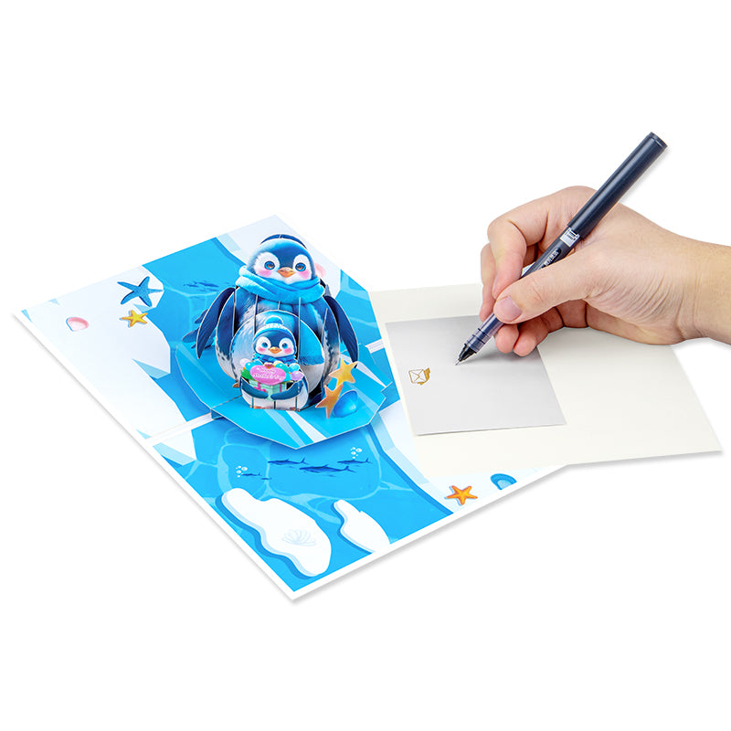 Frosty Hugs Cute Penguin Love 3D Mother’s Day Pop Up Card