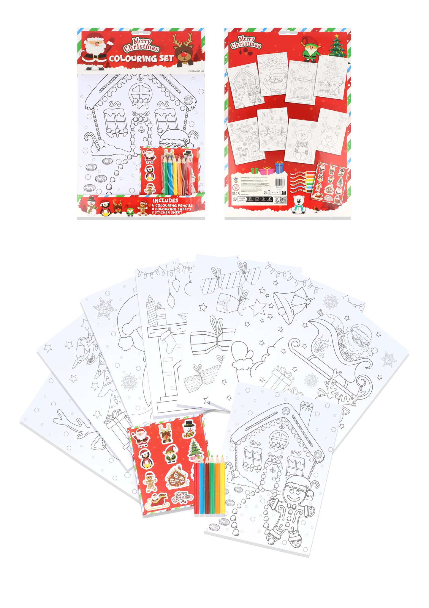 Pack of 12 Christmas Colouring Sets with Stickers