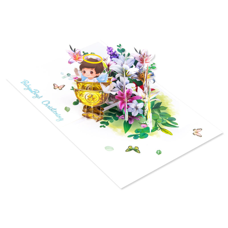 Blessed Beginnings Boy’s Baptism Pop Up Card