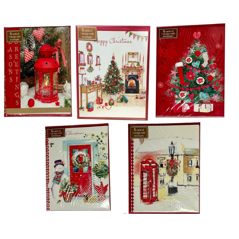 Pack of 30 Charming Holiday Designs Christmas Cards with Envelopes