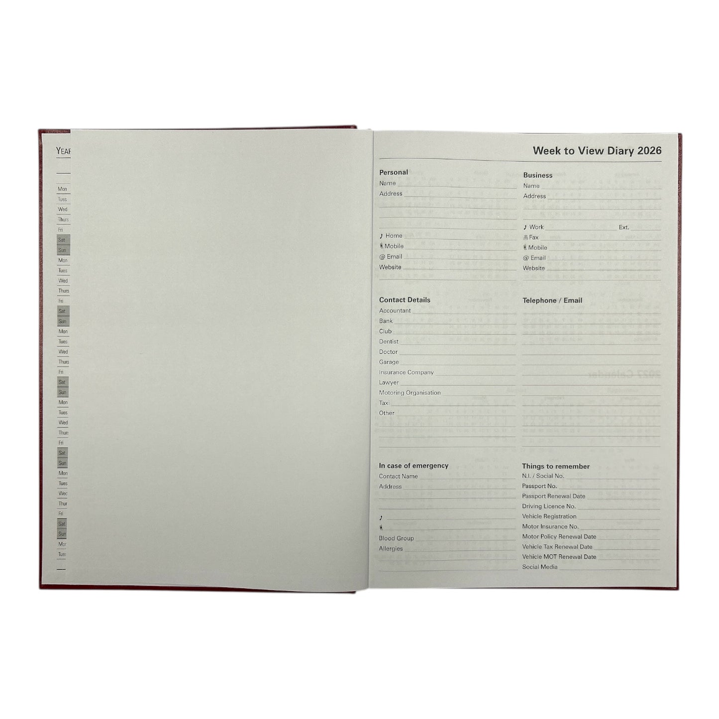 Janrax 2026 A4 Week To View Black Desk Diary