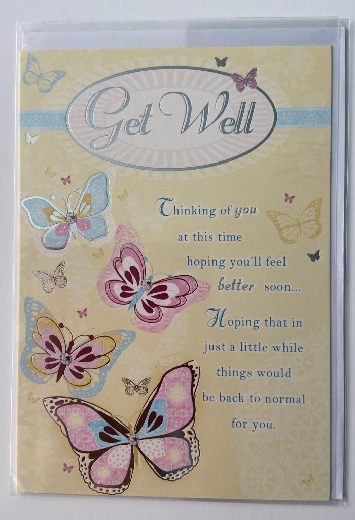 Soft Whispers Get well Card Butterfly