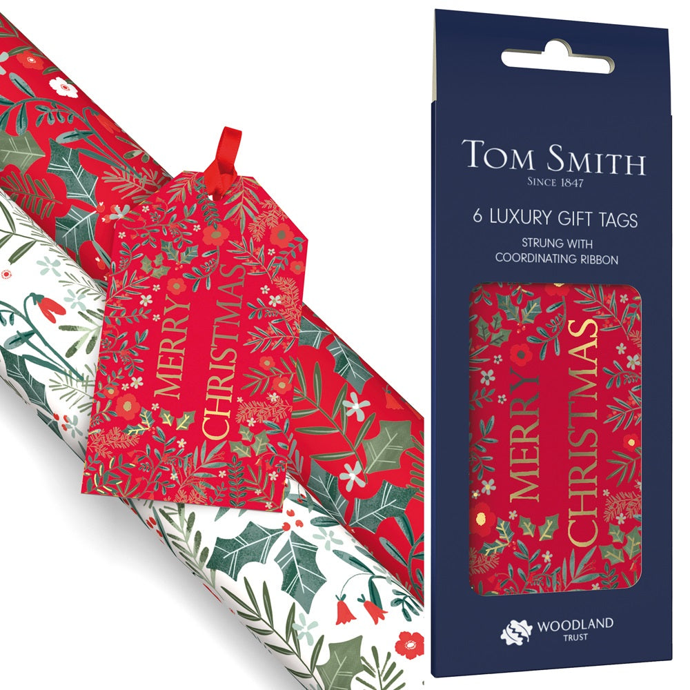 Pack of 6 Winter Garden Red & White Christmas Gift Tags