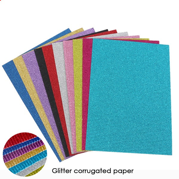 Pack of 10 Assorted Colour A4 Glitter Corrugated Craft Paper– Choice ...