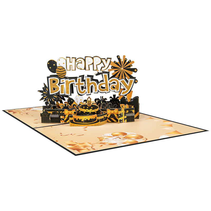 Golden Wishes 3D Pop Up Birthday Card