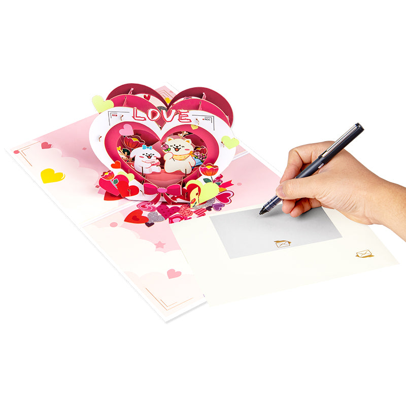 Cute Puppies & LOVE Theme Romantic 3D Pop Up Card