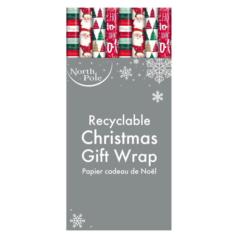 Single 4m Contemporary Christmas Design Gift Wrap Roll