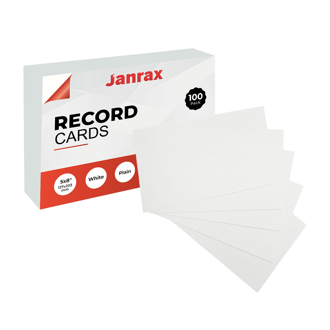 Pack of 600 White Plain 8x5" Record Cards – Blank Study Index Cards for Notes, Revision