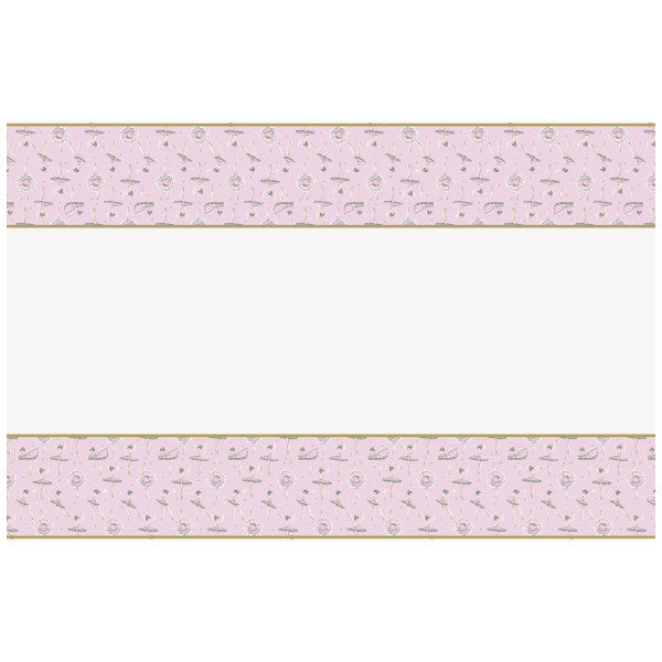 54" x 84" Ballerina Pink & Gold 1st Birthday Plastic Table Cover
