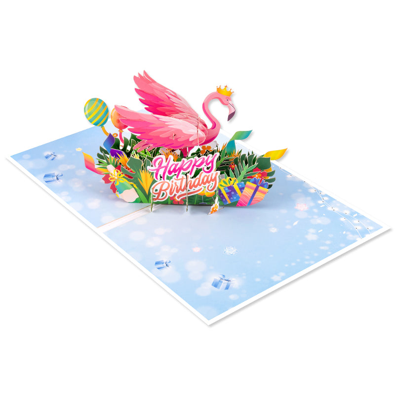 Pink Party Bird 3D Flamingo 3D Pop Up Birthday Card