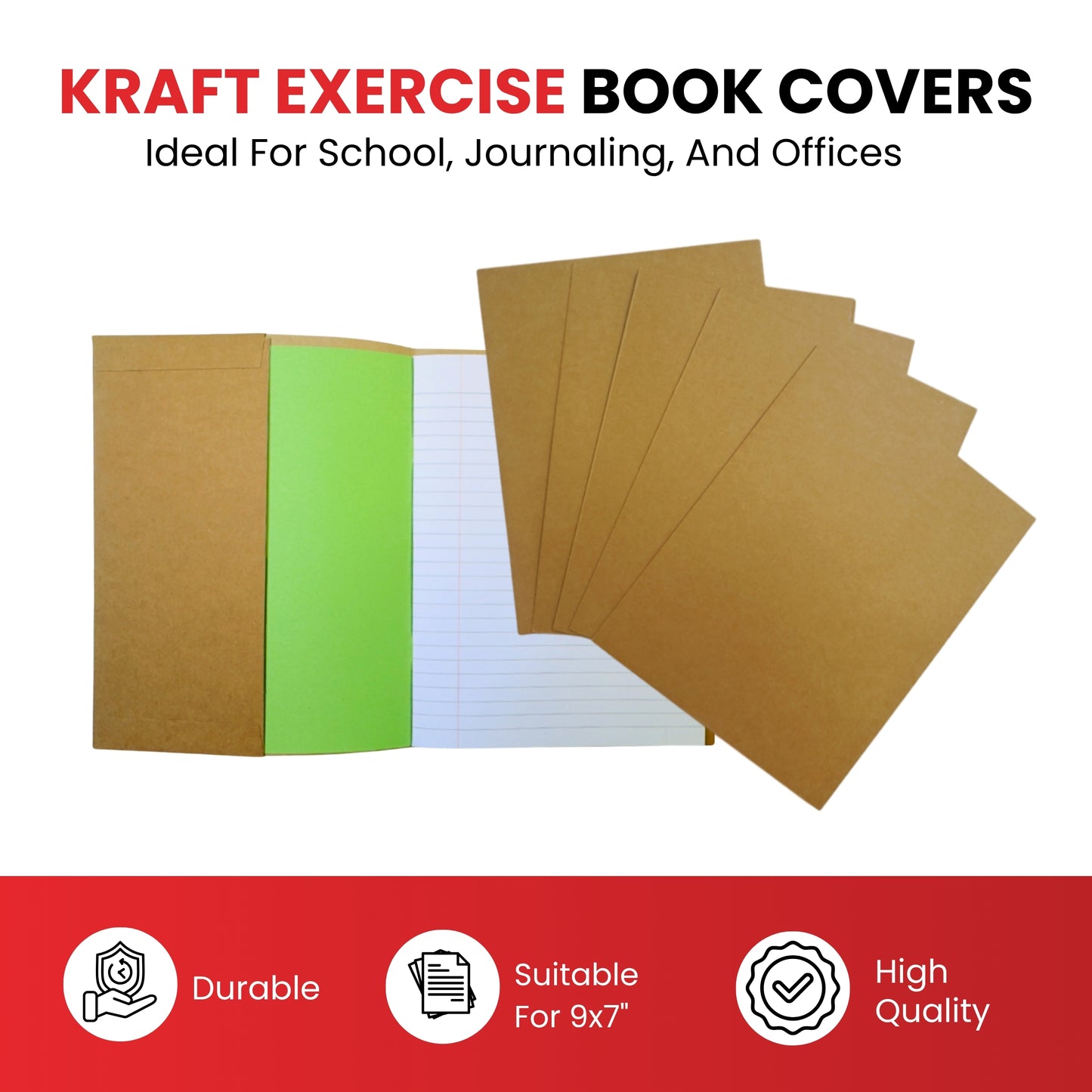 Pack of 50 9x7" Kraft Paper Exercise Book Covers by Janrax