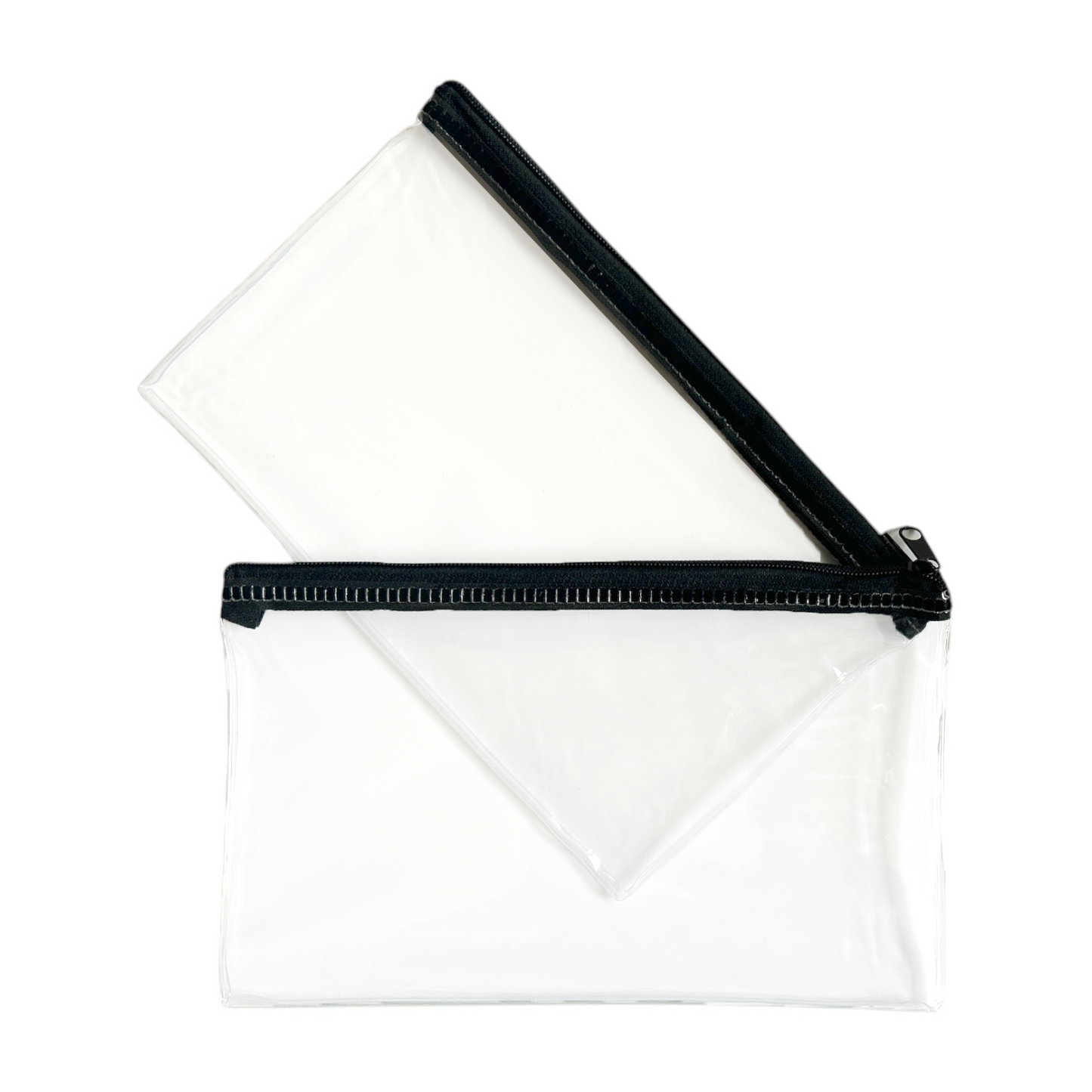 Pack of 2 Janrax 8x5" Black Zip Clear Exam Pencil Cases