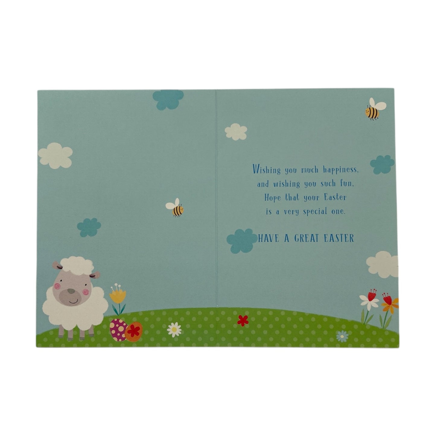 Cute Lamb with Bees Design Open Easter Card