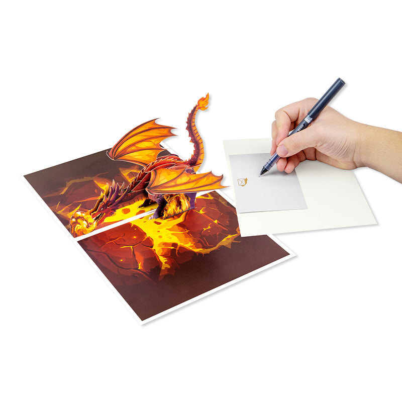 Rock Cracked Fire Breathing Dragon 3D Pop Up Greeting Card - Birthday Father's Valentine