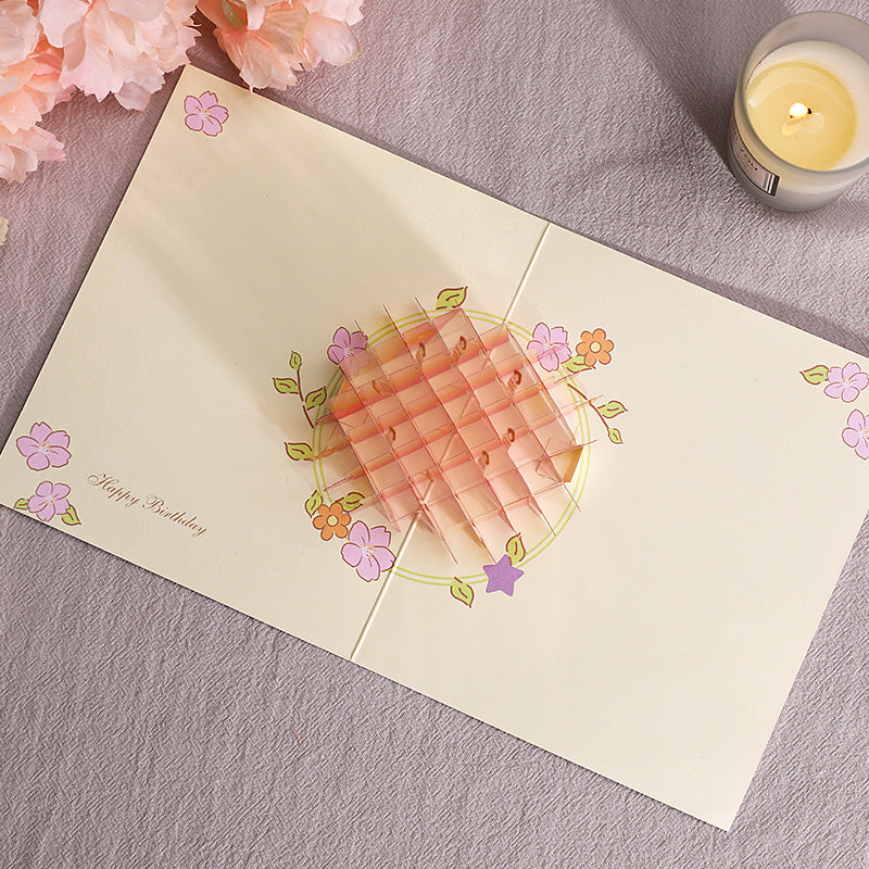 Orange Crystal Cake 3D Pop Up Birthday Card