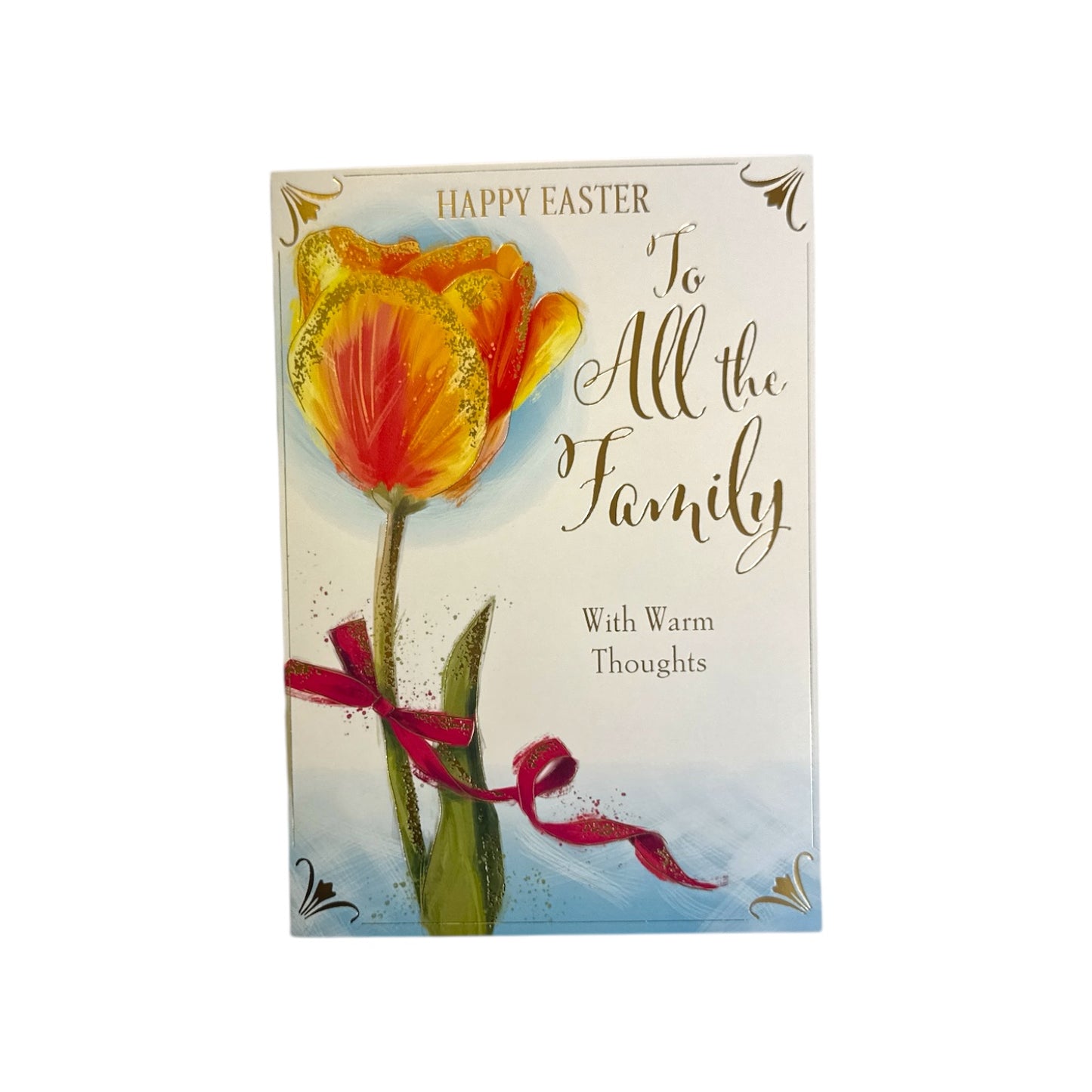 To All The Family Beautiful Orange Tulip Flower Design Easter Card