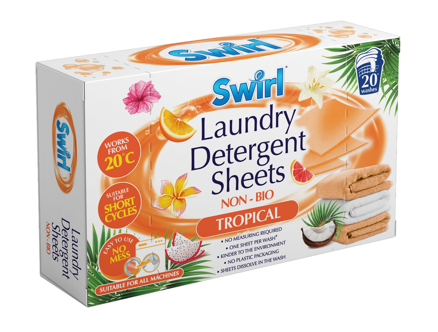 Pack of 20 Laundry Detergent Sheets Tropical