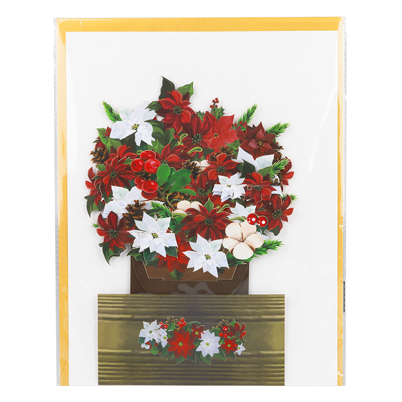 Poinsettia Bouquet Holiday 3D Pop Up Christmas Card