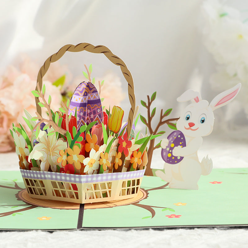 Bunny’s Basket of Cheer 3D Pop Up Easter Card