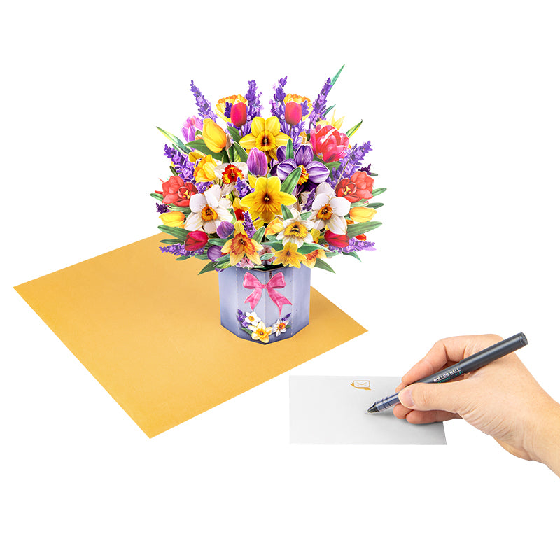 Lavender Breeze Spring Bouquet 3D Pop Up Greeting Card - Valentine’s Day Anniversary Birthday Mother's Day