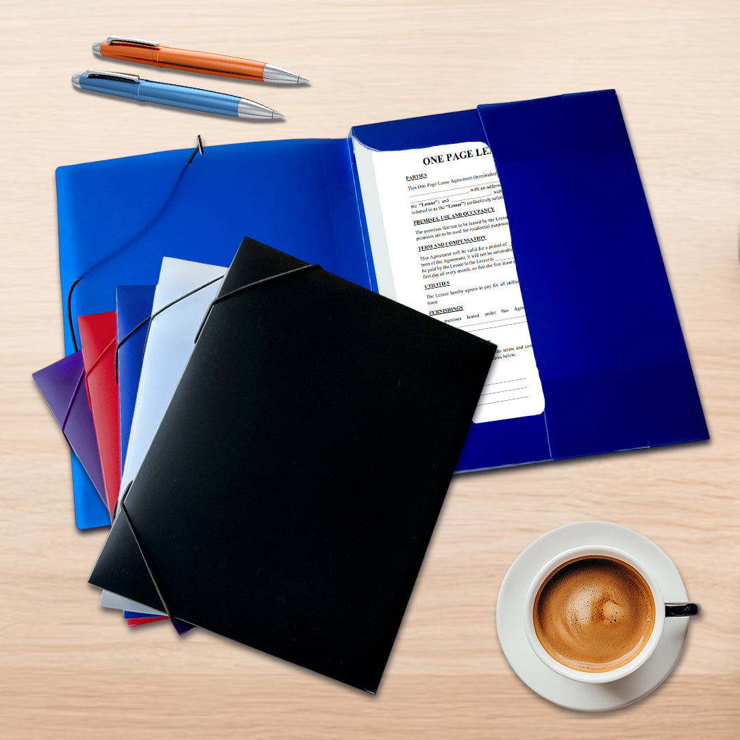 Pack of 10 A4 Clearview Assorted Coloured Box Files with Elastic Closure