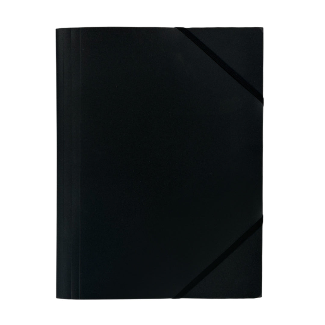 Pack of 12 A4 Black 3 Flap Folders with Elasticated Closure