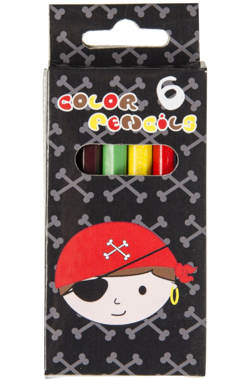 12 Pack of 6 Pieces Pirate Design Colored Pencils 9cm