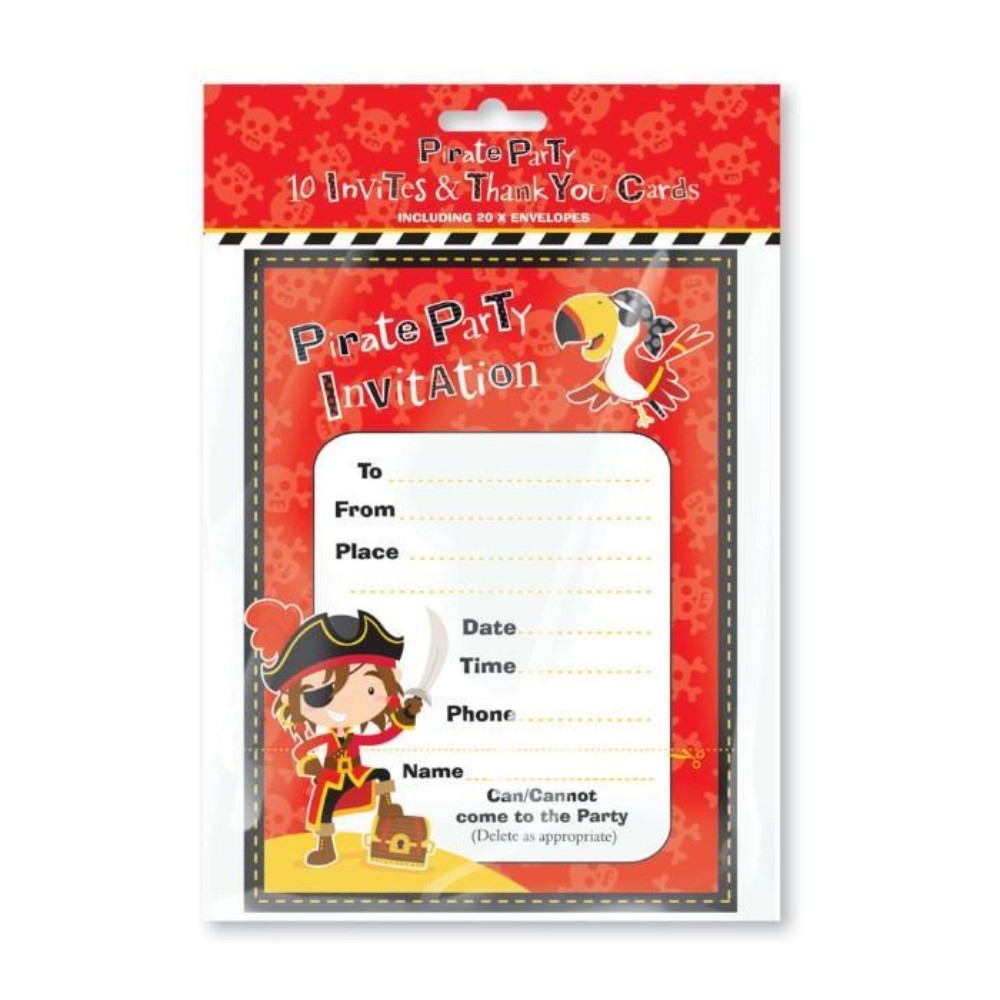 Pack of 50 Pirate Party Invitations & 50 Thank You Notes with 100 Envelopes